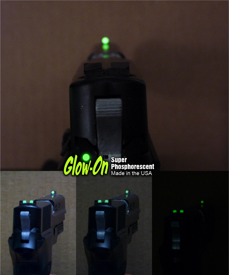 Before and after GlowOn Gun Sights Paint